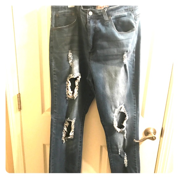 Light Wash Distressed Jeans - Picture 1 of 2
